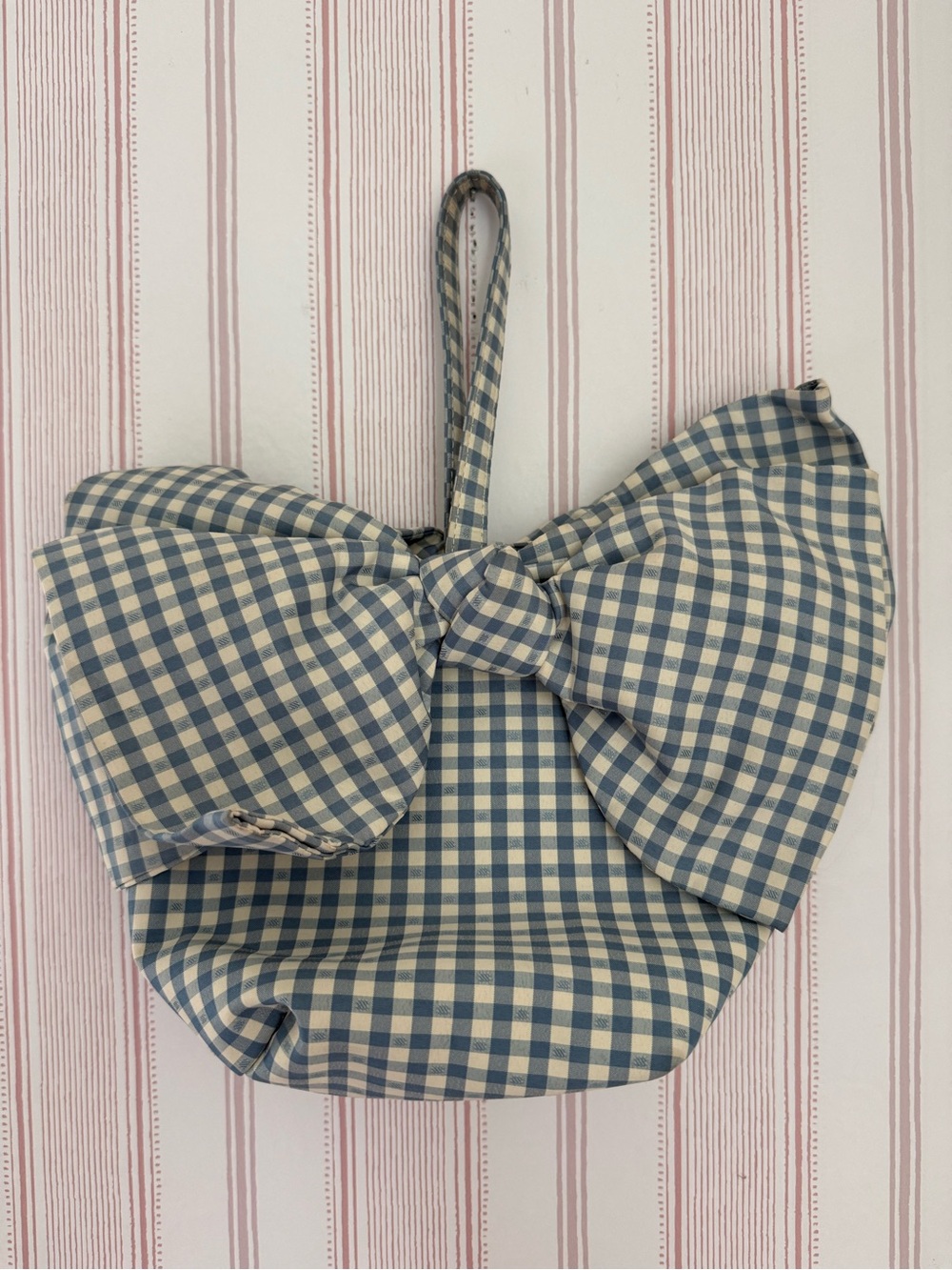 Loeffler Randall Blue and White Gingham Bow bag Ruby